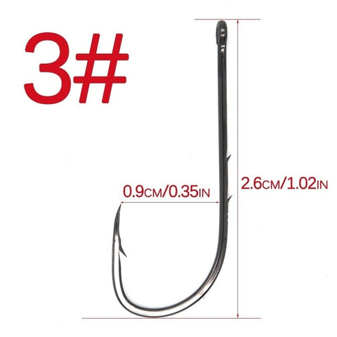 Image of 50Pcs Carbon Steel Long Shank Fishing Hooks