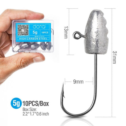Image of 10Pcs Lead Head Fishing Hooks