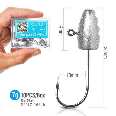 Image of 10Pcs Lead Head Fishing Hooks