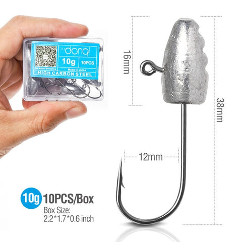 Image of 10Pcs Lead Head Fishing Hooks