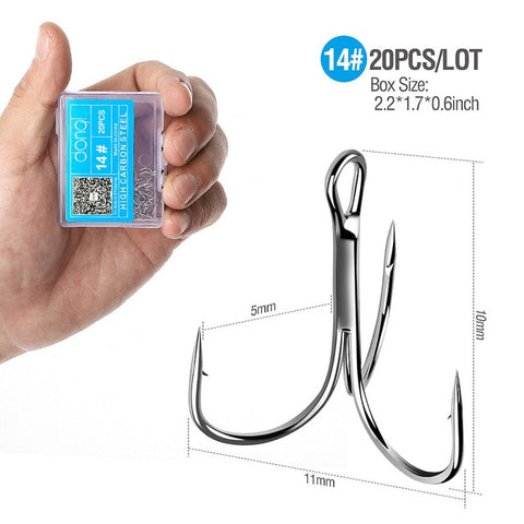 Image of 20Pcs Treble Fishing Hooks