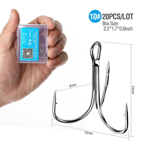 Image of 20Pcs Treble Fishing Hooks