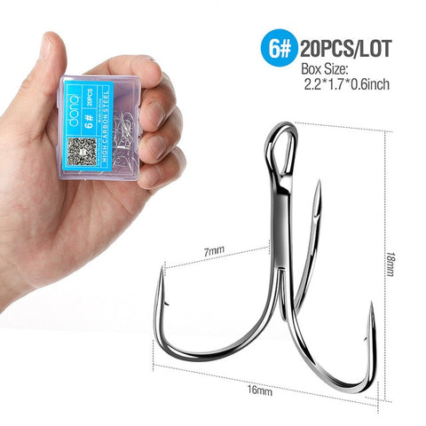 Image of 20Pcs Treble Fishing Hooks