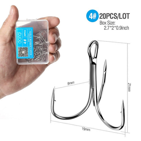 Image of 20Pcs Treble Fishing Hooks