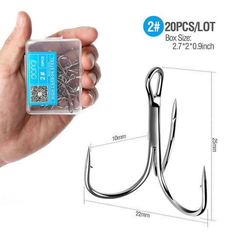 Image of 20Pcs Treble Fishing Hooks