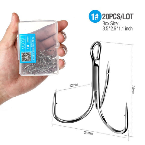 Image of 20Pcs Treble Fishing Hooks
