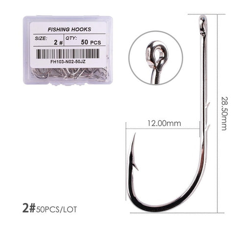 Image of 50Pcs Long Shank Fishing Hooks