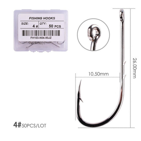 Image of 50Pcs Long Shank Fishing Hooks