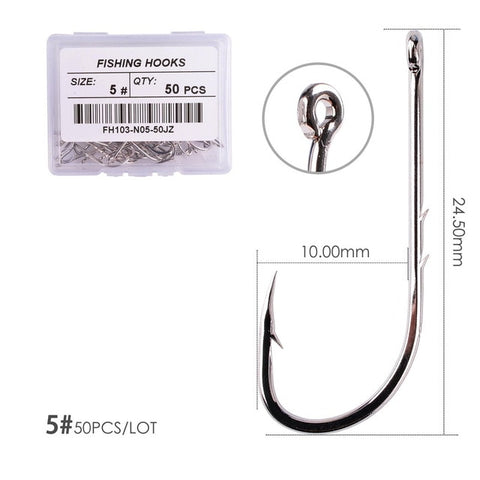Image of 50Pcs Long Shank Fishing Hooks