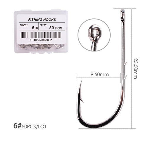 Image of 50Pcs Long Shank Fishing Hooks