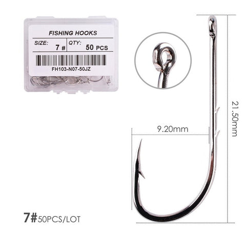 Image of 50Pcs Long Shank Fishing Hooks
