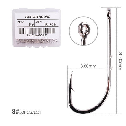 Image of 50Pcs Long Shank Fishing Hooks