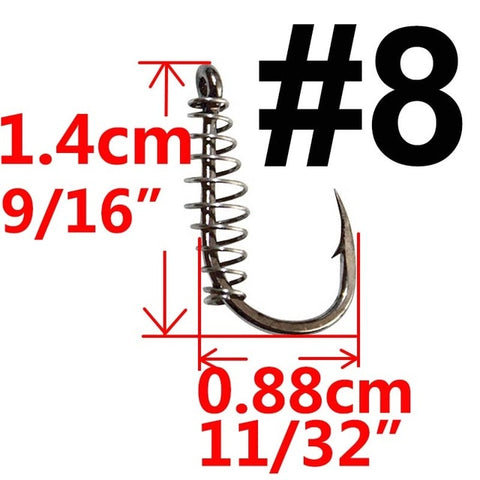 Image of 10Pcs Barbed Spring Fishing Hooks