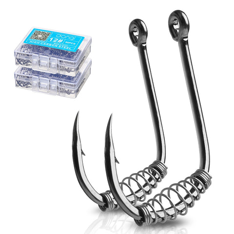 Image of 10Pcs Carbon Steel Spring Fish Hooks