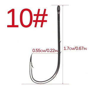 50Pcs Carbon Steel Long Shank Fishing Hooks