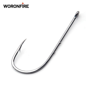 50Pcs Carbon Steel Long Shank Fishing Hooks